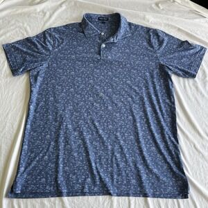 Peter Millar Crown Crafted XL Blue Cocktail Print Performance Polo‎ Whisper Rock
